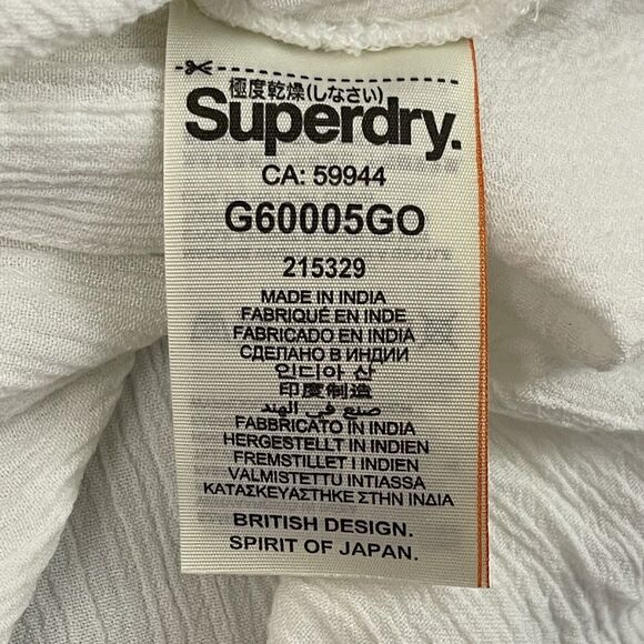 Superdry Sheer Button Up Blouse Womens Small White Long Sleeve Embroidered Shirt - Picture 8 of 10
